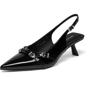 New in Box NIB Dream Pairs Women's Low Kitten Slingback Heels Closed Pointed Toe